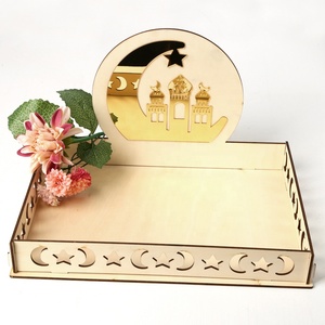 Plateau <span class=keywords><strong>de</strong></span> service en bois pour la décoration <span class=keywords><strong>de</strong></span> fête islamique <span class=keywords><strong>EID</strong></span> <span class=keywords><strong>MUBARAK</strong></span> Ramadan <span class=keywords><strong>Mubarak</strong></span>, plateau à dessert en bois - Product Image 4
