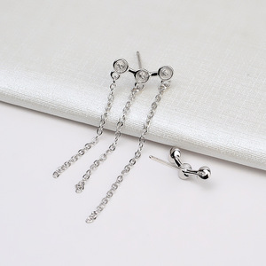 Bandeja para pendientes de plata S925 con borlas de 3 cadenas y perlas de 9-10 mm, accesorios de joyería DIY hechos a mano, estilo candelabro de moda JG5276 - Product Image 5