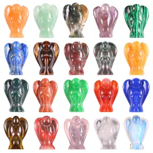 Wholesale custom carved small Christmas decoration angel statue natural quartz stone crystal crafts guardian angel figurine