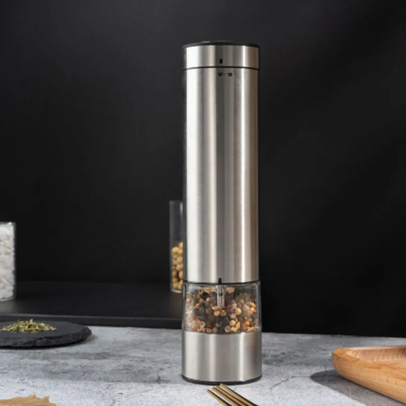 Adjustable Battery-operated Electric Stainless Steel Pepper Mill Salt Grinder with 6AAA Batteries for Kitchen or BBQ use