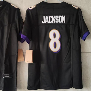 Jersey Sepak Bola Amerika 2026 yang Dapat Disesuaikan Ungu Hitam 8 22 Jahitan Berbahan Mesh Bernapas untuk Penggemar Berkualitas Tinggi Unisex - Product Image 3