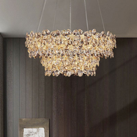 Lustre moderne de luxe en cristal long, design artistique haut de gamme pour restaurant, bar, comptoir, table à manger, salle à manger
