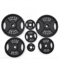 Disque de contrepoids quatre barres en fonte pour entraînement de force en salle de sport, 50 mm, 1,25-25 kg, usage commercial, peint, avec deux poignées