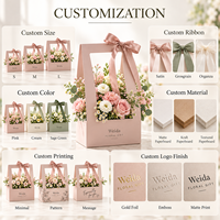 Boîte de transport pour bouquets floraux en carton, avec poignée découpée en forme de nœud, pour présentation de fleurs, emballage de marque OEM