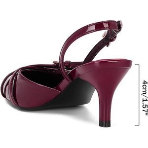 Sandali Sexy con Tacco Alto in Pelle Nera, Punta Affusolata e Doppia Cinturino con Fibbia, Suola in PU, Tacco a Spillo, <span class=keywords><strong>Slingback</strong></span> - Product Image 3