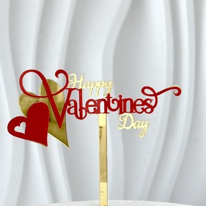 14 de <span class=keywords><strong>febrero</strong></span> Feliz Día de San Valentín acrílico pastel Topper corazón oro boda pastel Topper para San Valentín aniversario fiesta pastel Decoración - Product Image 4