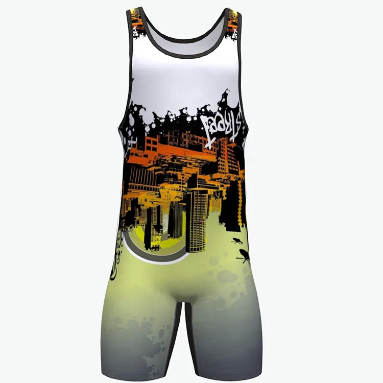 Benutzer definierte Hochwertige Günstige Großhandel Sublimation Wrestling Gears Jugend Wrestling Singuletts Herren Wrestling Strumpfhose