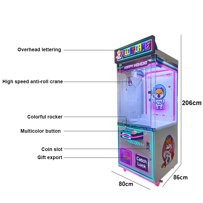 Công viên giải trí Arcade búp bê sang trọng Claw máy đồ chơi Claw cần cẩu trò chơi máy chơi vui vẻ Neon Catcher Claw máy