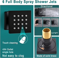 Robinet de douche thermostatique LED noir de luxe, design contemporain à poignée unique, avec cartouche céramique, en laiton, jet pluie