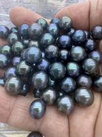 Perles de perles rondes en vrac d'eau douce noires teintes de belle qualité pour la fabrication de bijoux à bricoler soi-même