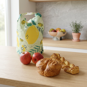Sac de rangement alimentaire réutilisable à imprimé citron, en tissu non tissé, design minimaliste, sac de pique-nique toutes saisons - Product Image 1