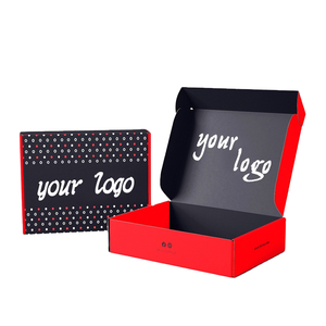 High-End Eco-Friendly Two-Tone Red Black Custom Printed Logo Corrugated Mailer <b>Box</b> for Cosmetic Gift - Product Image 1