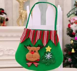 Sac cadeau de Noël en feutre rouge et vert de haute qualité avec logo personnalisé, sac à bonbons, décorations, fournitures de fête - Product Image 4
