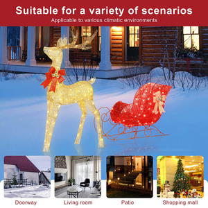 Lampe de Noël motif renne et traîneau blanc chaud, étanche, pour jardin, décorations et ornements lumineux pour arbre de Noël - Product Image 3