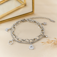 Bijoux fantaisie bracelets porte-bonheur en acier inoxydable personnalisé papillon étoile fleur coeur pendentif gravé lettre initiale bracelet