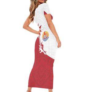 <span class=keywords><strong>Tahiti</strong></span> polynésien Tribal tatouage cocotier motif Slim Fit robe imprimer à la demande fête robe de soirée qualité jupe en gros - Product Image 2