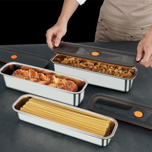Rectangular 304 Stainless Steel Noodle Storage <b>Box</b> Airtight <b>Container</b> Kitchen Food Storage - Product Image 3