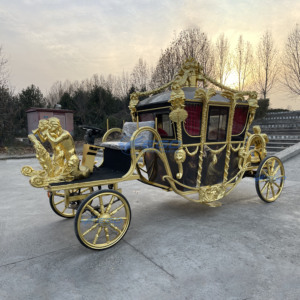 Charrette royale électrique de style européen, chariot de mariage tiré par des chevaux, charrettes et carrosses à chevaux électriques, charrette électrique - Product Image 1