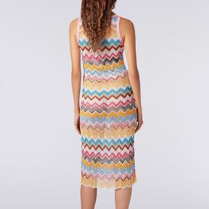 Robe moulante rayée colorée personnalisée en gros, Robes décontractées en tricot à rayures - Product Image 3