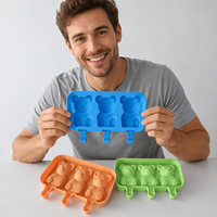 Moule en silicone en forme de 3 ours pour crème glacée, moule à glaces animaux fait maison, qualité alimentaire sans BPA, durable, pour sucettes glacées DIY