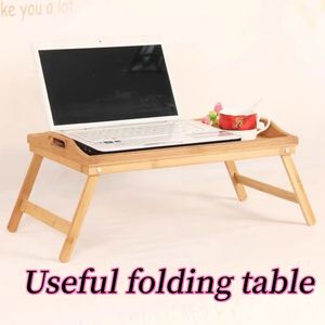 竹製ベッドトレイ調節可能なラップトップテーブルウッドコンピューターソファソファ用の小さな折りたたみ式テーブルラップデスク - Product Image 2