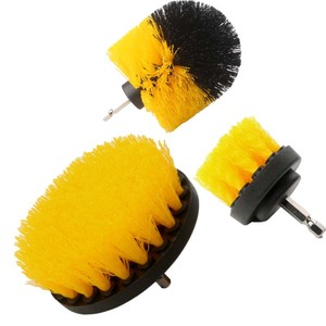 Electric Drill Brush Set 3pcs Yellow Nylon Bristles Multi Functional Home Cleaning Polishing Brush Head - Product Image 1