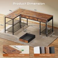 Table d'ordinateur d'angle en L OEM avec prises de courant et tiroir de rangement réversible pour petits espaces de bureau à domicile