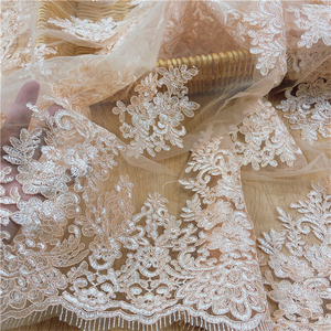 Venta al por mayor de alta calidad pesado blanco nupcial boda vestido de noche cordón bordado encaje francés malla tul tela de encaje - Product Image 4