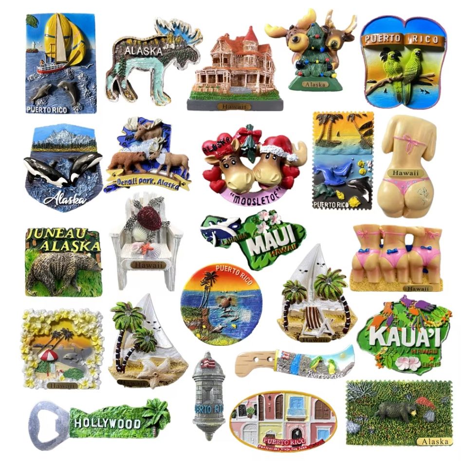 North America USA Alaska Puerto Rico Hawaii Fridge Magnets Tourism ...