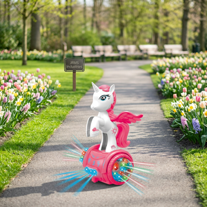 <b>Pink</b> Unicorn <b>Car</b> Battery Powered Plastic <b>Ride</b> <b>on</b> Vehicle with Lights and Music for 2 to 4 Years - Product Image 2