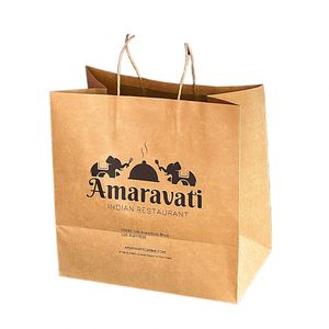 Custom Printed Classic Brown Kraft Paper Holiday Gift Bags with Twist Handles for <b>Snacks</b> and Eco-Friendly Candy Stripe Packaging - Product Image 1