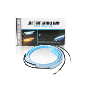 Farol de led automotivo flexível, drl + seta, dc12v, 30cm, 45cm, 60cm, led, luz de circulação diurna
