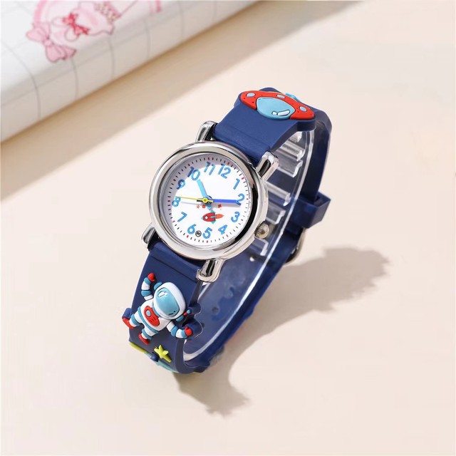 Cartoon Alloy Silicone Children's Watch Elementary School Student Quartz Watch Boys Girls 16mm Band 28mm Dial Pointer Display