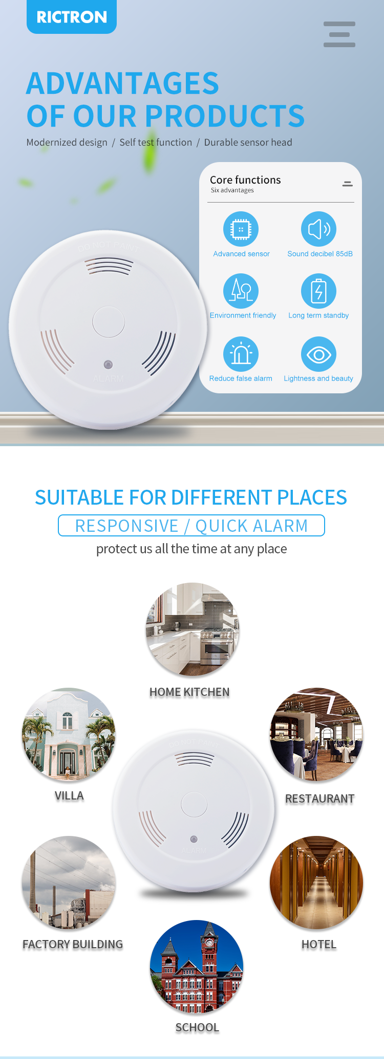 shenzhen wholesale alarm system fire smoke detector