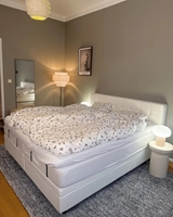 Lit électrique haute performance à double moteur avec cadre en tissu lin, sommier intelligent anti-ronflement à gravité zéro, pour hôtel et maison