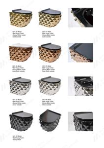 Baño Oro Negro Montado en la pared <span class=keywords><strong>WC</strong></span> Cerámica Inodoro redondo Color dorado P-Trap Drenaje Una pieza Montaje en pared Inodoro con lavabo - Product Image 2