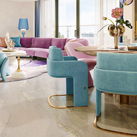 Fauteuil de salle à manger moderne en velours capitonné avec base en acier inoxydable pour appartement, loisirs et usage domestique