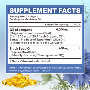 Biologische Oregano-olie met Zwarte Komijnzaadolie Capsule Oregano-olie <span class=keywords><strong>Capsules</strong></span> Thymoquinon Supplement voor Immuun Gezondheid Softgels - Product Image 4