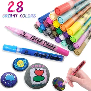Ensemble de stylos marqueurs d'art de peinture acrylique à base d'eau pour dessin 28 couleurs ensemble de stylos acryliques fabricant de peinture OEM/ODM pack logo couleur