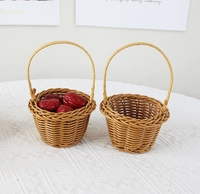 Panier-cadeau en rotin plastique marron de style vintage, mini-panier pour œufs, fait main, idéal pour les mariages, les fêtes de Noël et le Nouvel An