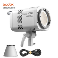 Nouvelle lampe LED Godox LITEMONS LE200D de couleur blanche, éclairage vidéo COB pour la photographie, les vidéos courtes, le cinéma et le streaming en direct