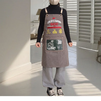 Tablier en toile épaissi réutilisable anti-salissures, sans manches, avec poches tendance, logo personnalisé, pour la pâtisserie, les salons de thé, les bars et les barmans