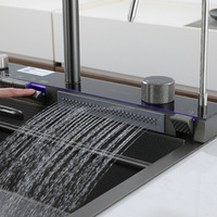 Robinet d'évier de cuisine à LED de luxe évier multifonction en acier inoxydable cascade moderne évier de cuisine à affichage numérique à bol unique