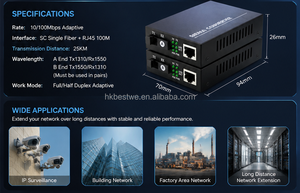 Convertidor de medios Fast Ethernet de 10/100Mbps, puerto SC de fibra única, transceptor de fibra óptica Plug and Play de 25KM A‑B Pair - Product Image 5