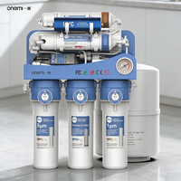 Sistema de Ósmosis Inversa (RO) de 7 Etapas, 75 GPD, Alcalino, Bajo Fregadero, con Tanque, Purificador de Agua Potable para el Hogar, OEM/ODM