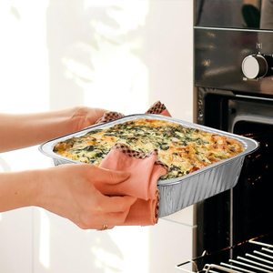 Barquettes jetables en <span class=keywords><strong>aluminium</strong></span> pour emballage alimentaire, plats à griller, conteneurs de restauration avec couvercle en plastique - Product Image 5