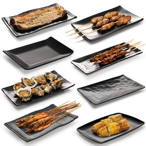 Black White Rectangular <b>Melamine</b> Plates with Custom Logo Minimalist Frost Eco-Friendly Catering <b>Sets</b> - Product Image 3