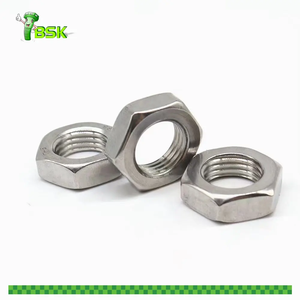 Factory Supply DIN 439 ISO 4035 Stainless Steel Flat Hex Panel Jam Thin Nuts Yellow Zinc Plated Din936 Hex Thin Nut