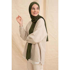 Bufanda de Algodón Color Caqui para Mujer, Complemento Perfecto para Gabardinas - Product Image 5