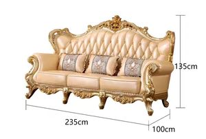 European Modern Luxury Sectional <b>Sofa</b> <b>Set</b> <b>3</b> Seater Genuine Leather Royal Elegant Design for Living Room - Product Image 6